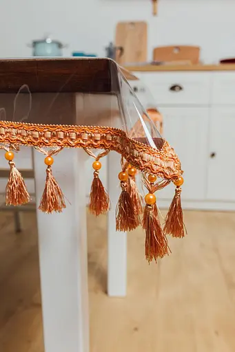 Скатертина силіконова з персиковою бахромою 370х170 см - фото 3