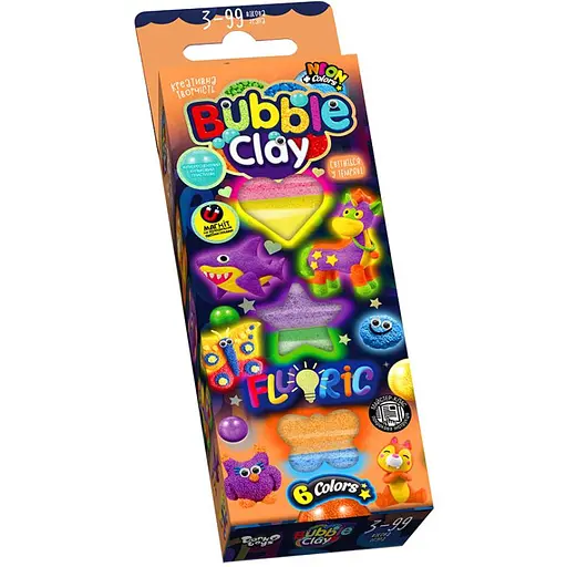 Набор для творчества Danko Toys Bubble Clay Fluoric BBC-FL-6-01U Укр Вид 1 - фото 1