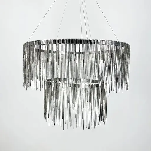 Хромована люстра з ланцюжками на 2 яруси Ø 80+50 см | Line F | Арт. SP07-800+500 - фото 6