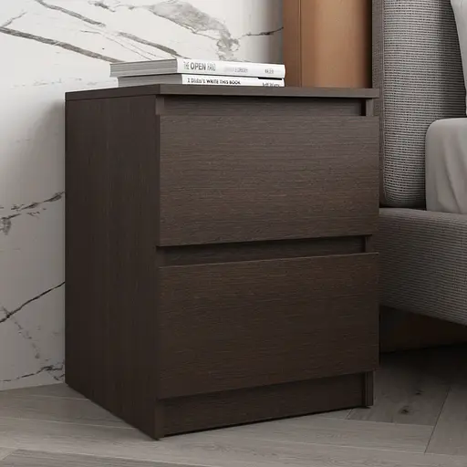 Прикроватная тумба Vays R-5 Венге Темный, 2 ящика без ручек, ЛДСП 40×40×53 см - тумба в спальню