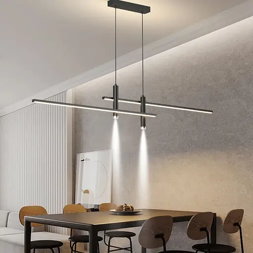 Видовжена люстра у чорному геометричному корпусі 120 см | Арт. K29-1200 BK | Line F - фото 7