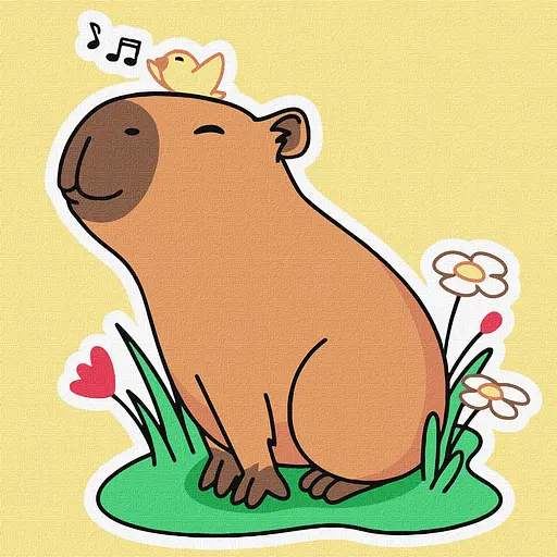 Набір для розпису по номерах для дітей 5+ Капібара слухає спів пташок, Ideyka, 30x30 см, КНО6750