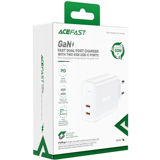 МЗП Acefast A29 PD50W GaN (2USB-C) White - фото 3