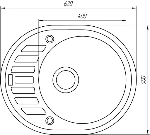 Кухонна мийка гранітна Globus Lux Arno чорний 620x500мм-А0002, Чорний - фото 4