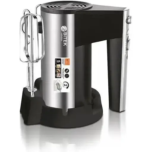 Ручний міксер з підставкою Bitek 5 швидкостей із насадками для тесту BT-6629A 800 Вт Сірий із чорним - фото 2