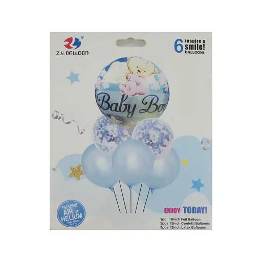 Набір повітряних куль, 6 шт. (1 шт. 45 см + 5 шт. 30 см) (В асортименті)