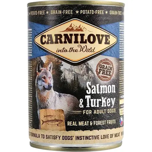 Уцінка. Беззерновий вологий корм для собак Carnilove Adult Salmon & Turkey з лососем та індичкою 400 г - фото 1