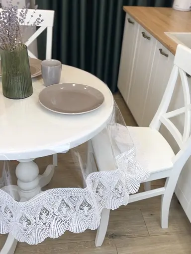 Силіконова скатертина з білим мереживом Рішельє 15 см 280х170 см - фото 6