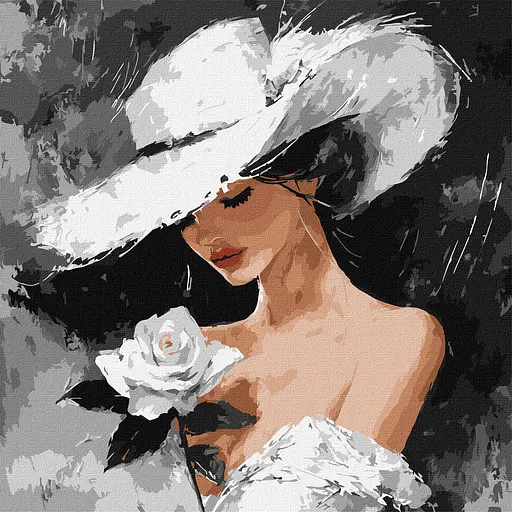 Набор для росписи по номерам Белая роза, Ideyka, 40x40 см, КНО8637