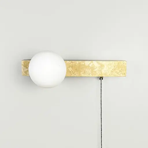 Бра праве з травертиновим корпусом та білим плафоном 30х18 см Line F Арт. STW002/1 R (правий) - фото 5