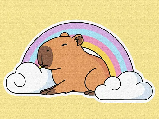 Набір для розпису по номерах для дітей 5+ Капібара і веселка, Ideyka, 30x30 см, КНО6747