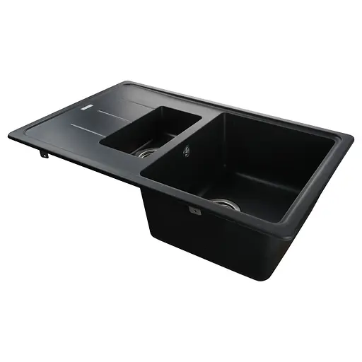 Гранітна мийка Globus Lux Izeo чорний 780x500 мм А0002, Чорний - фото 2
