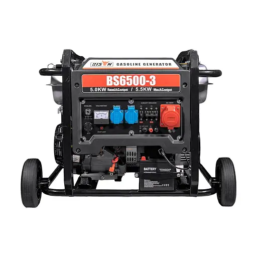 Генератор бензиновый трехфазный 5 кВт Bison BS6500-3 (41-00407)