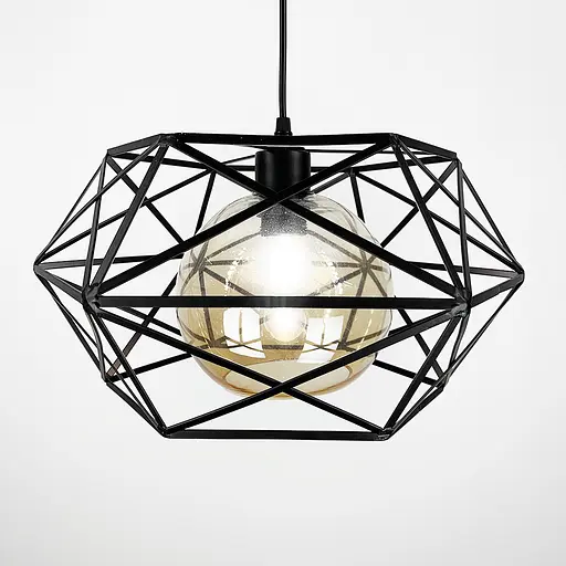 Люстра в чорному корпусі з плафоном янтар або графіт Line.F Колір плафона Янтарний - фото 3