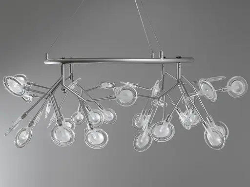 Лаконічна, підвісна люстра "Світлячок", 36 ламп, хром сатин - фото 2