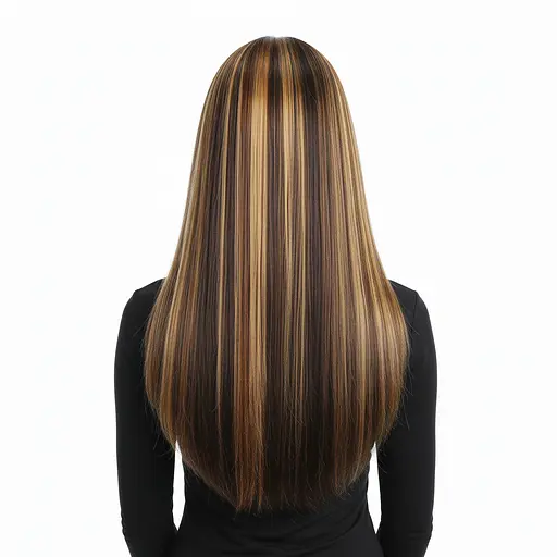 Длинный парик из прямых искусственных волос омбре 70 см Каштановый с Блонд - фото 2