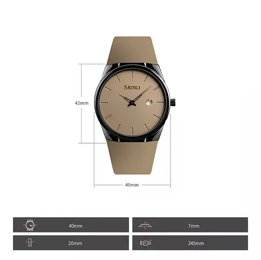 Наручний кварцовий годинник Skmei 1509 коричневий - фото 3