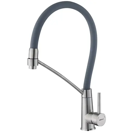 Змішувач для кухні з силіконовим виливом Zerix FUL-017 refl.gray ZX5993, Нержавіюча сталь - фото 1