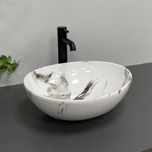 Умивальник VBI Parma carrara glossy накладний VBI-011025, Мармур - фото 5