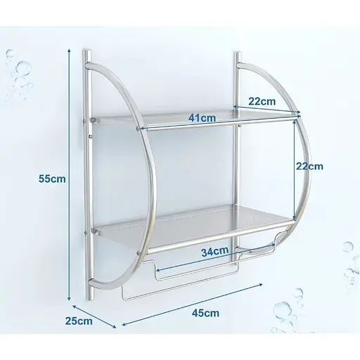 Настінна полиця для ванної кімнати з тримачем для рушників - фото 6