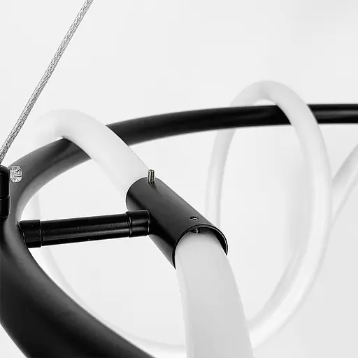 Черная кольцевая люстра с гибкой LED лентой Ø95 см (кольцо 60 см) | Ст. JU 22N-600 BK Line F - фото 4