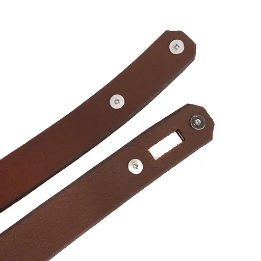 Ремень женский узкий коричневый кожаный JK-2031 с темной пряжкой (110 см) - фото 5