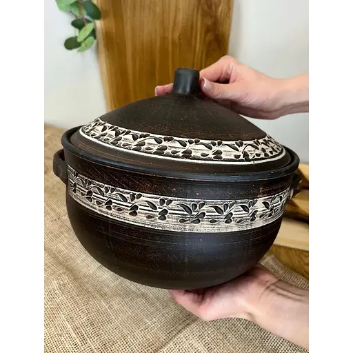 Супник 4 літра керамічний (глиняний) різьблений   - фото 3