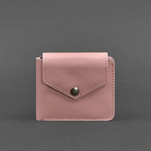 Кожаный портмоне 4.2 на кнопке розовое - фото 6