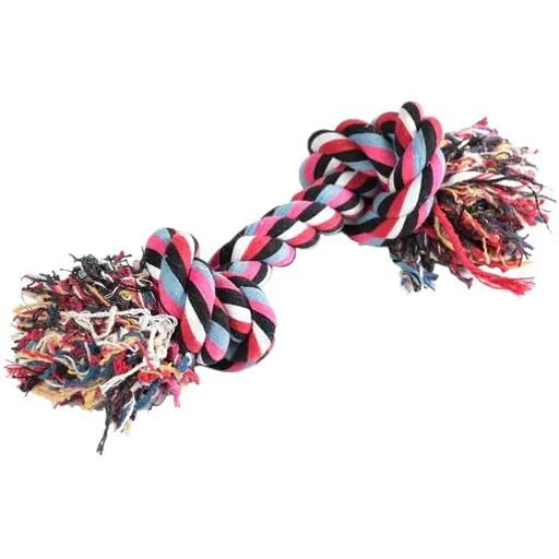 Игрушка канат-грейфер для собак Fox цветной двухузловой 27 см - фото 1