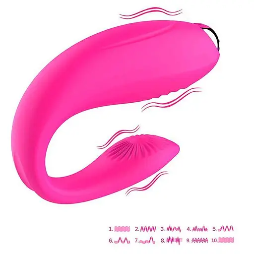 Вибратор для пар 10 режимов вибрации точка G клитор силикон USB зарядка фиолетовый - фото 3