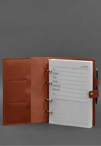 Шкіряний блокнот з датованим блоком (Софт-бук) 9.1 світло-коричневий - фото 3