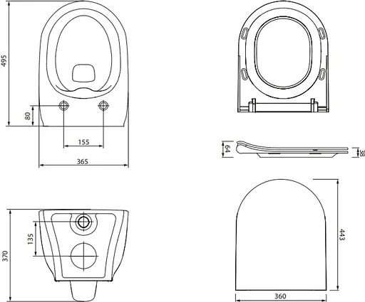Унитаз подвесной Cersanit Luna CleanOn с сиденьем duraplast Soft Close S701-871, Белый - фото 4