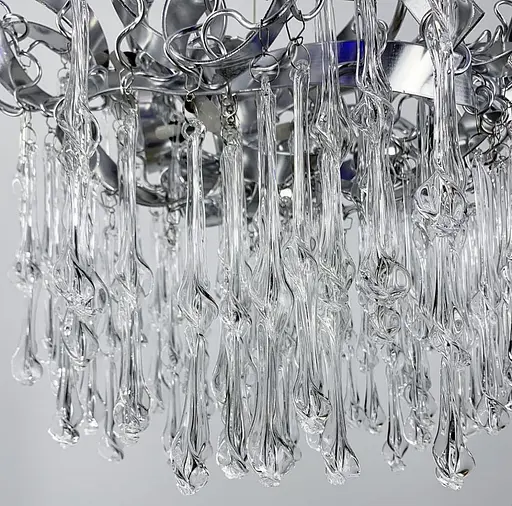 Подвесной светильник в цвете хром со стеклянными закрученными подвесами Line.F Диаметр 60см - фото 2