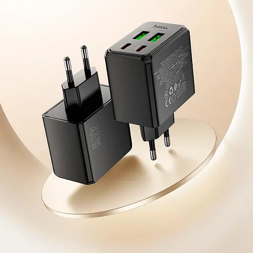 Адаптер сетевой HOCO Ocean charger CS18A (Type-C to Type-C) |2USB/2Type-C, 45W/3A, PD/QC| - фото 3