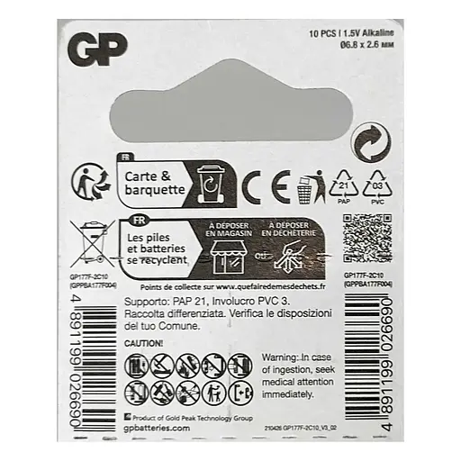 Батарейка GP 177/LR626/AG4/377 Alkaline (10шт) - фото 3