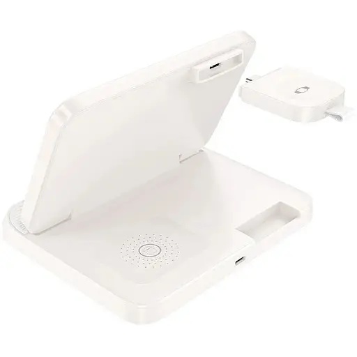 Бездротова зарядна — настільна підставка Hoco CQ7 Pass folding 3-в-1 (для смартфонів годинника та навушників) - фото 1