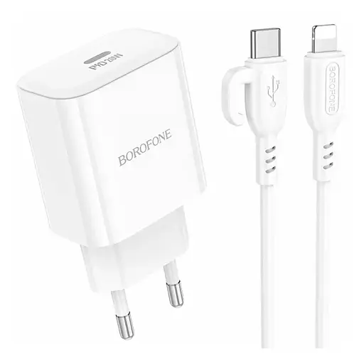 МЗП Borofone BA81A PD20W (1USB-C) + кабель Type-C to Lightning White
