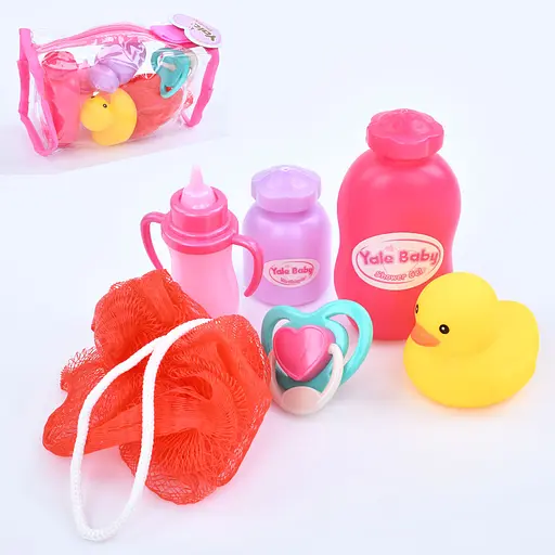 Аксесуари для ляльки YL205J соска, пляшечка, флаконі, мочалка, качечка, в пакеті (6903317589883) - фото 2