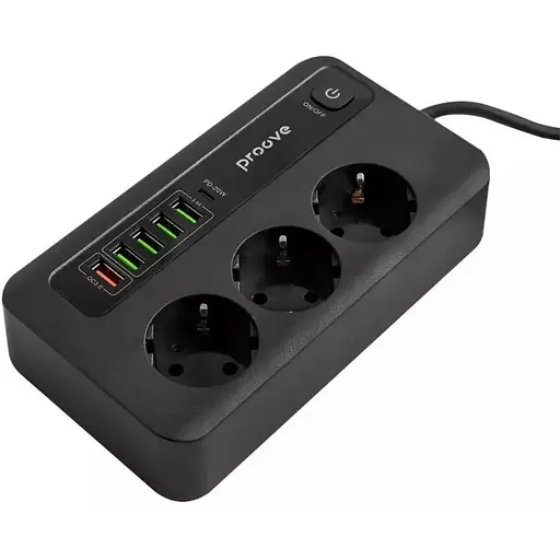 Подовжувач - мережевий фільтр Proove Power Socket PD-03 (3 розетки + 5 USB + 1 Type-C 20W) 2 метри - фото 1