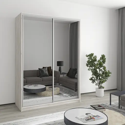 Шафа-купе дводверна MebelStar Стандарт AL 2 Дзеркала 150x60x210 см Аляска сірий (MBS-2563)