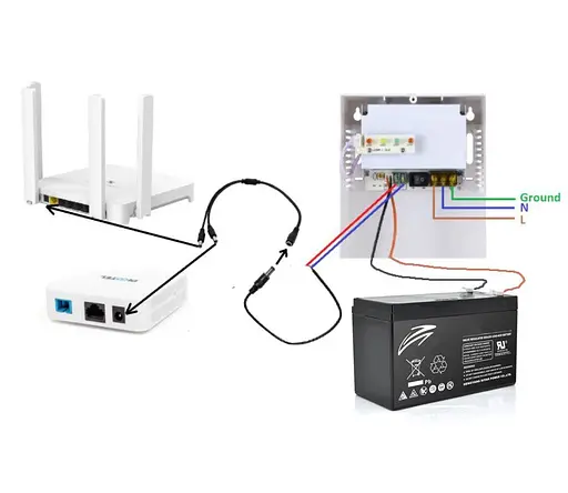 UPS ДБЖ комплект для роутера/модема ONU — інтернет без світла, відеоспостереження Full Energy BBGP123 12V 3 А 36 Вт без акумулятора - фото 2