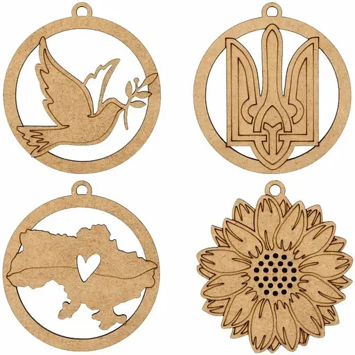 Набір заготовок Rosa Talent З Україною в серці ХДФ 7.5х8 см 4 шт