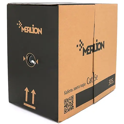Кабель КВПЕ FTP (4*2*0.51) 4p 24 AWG, Merlion, (CCA), екран для внутр. робіт, 305м, Grey, Corton BOX (350x350x420), Q2