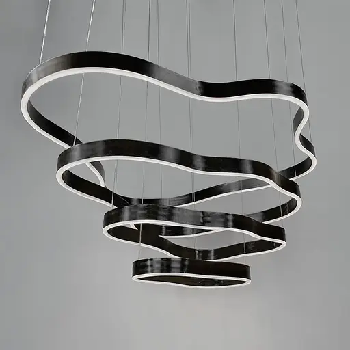 Вражаюча чорна люстра на 4 яруси 100+83+63+43 см | Арт. PCL003-100*80*60*40 BK | Line F - фото 2