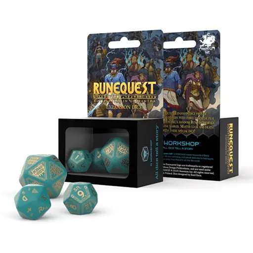 Набір кубиків RuneQuest Turquoise & gold Expansion Dice , 3 шт. (SRQE97) - фото 1