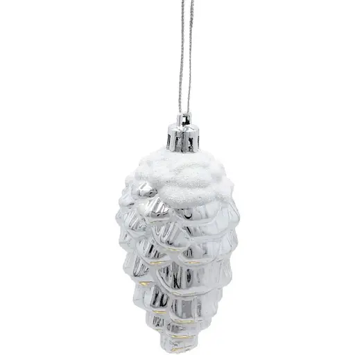 Прикраса-підвіска Chomik Шишки пластикова 9 см срібні 2 шт. (BAI5386) - фото 2