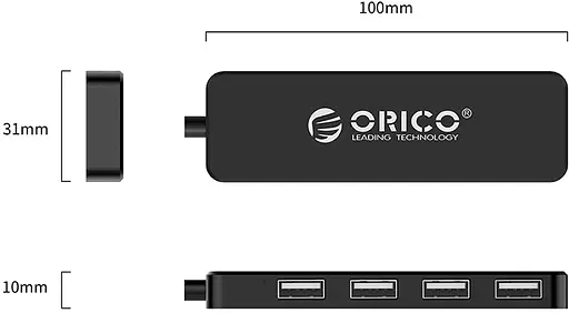 USB-хаб Orico USB 2.0 4 порта (FL01-BK-BP) (CA913237) - фото 3