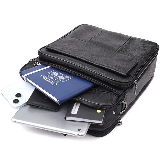 Містка чоловіча сумка з ручкою для перенесення в руці з натуральної шкіри Vintage 27х33х9,5 см sum0027505 - фото 9