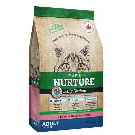 Сухой корм Pure Nurture для взрослых кошек с лососем и ячменем 8 кг - фото 1