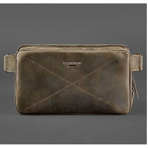 Шкіряна поясна сумка Dropbag Maxi темно-коричнева Crazy Horse - фото 1